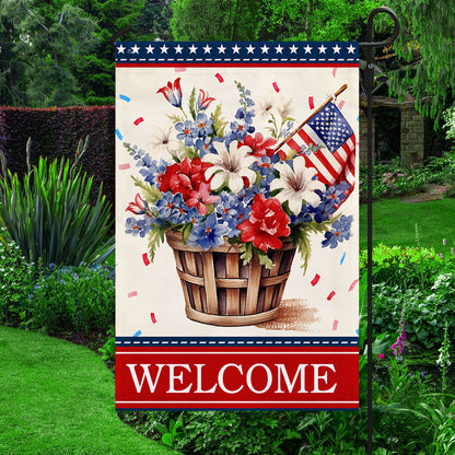Flagwix American Flag - Welcome Floral Patriotic Flower 4th Of july American Flag TQN1348F