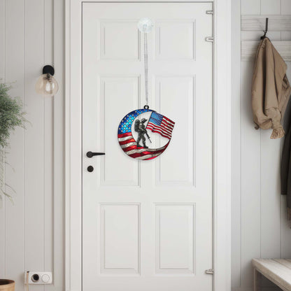 Veterans Day American Soldier Crescent Moon Suncatcher Acrylic Hanging TQN3861AS