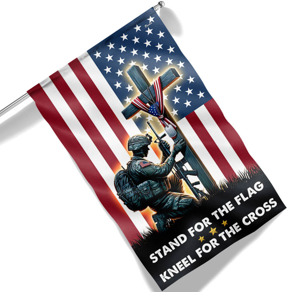 Stand For The Flag Kneel For The Cross – Patriotic Christian Flag for 4th of july & Memorial Displays