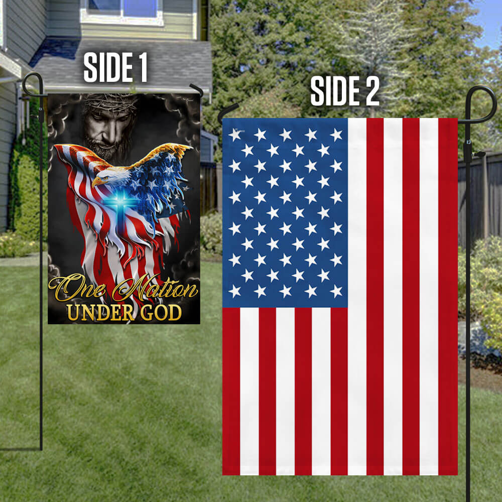 Flagwix American Flag - One Nation Under God Jesus Christian Cross American Eagle Flag TPT810F