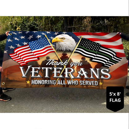 Thank You Veterans, American Eagle Memorial Veteran Day Flag TPT66GFv1n