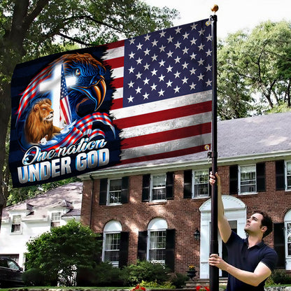 Lion of Judah Lamb of God Flag One Nation Under God Eagle American Grommet Flag MLN328GF