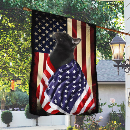 Black Cat American Patriot Flag Wrapped in Glory