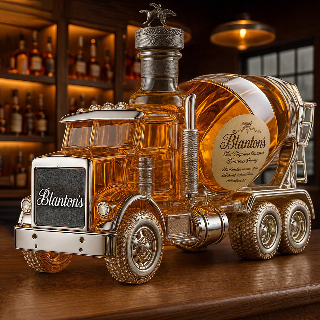 Cement Mixer Truck Whiskey Bottle