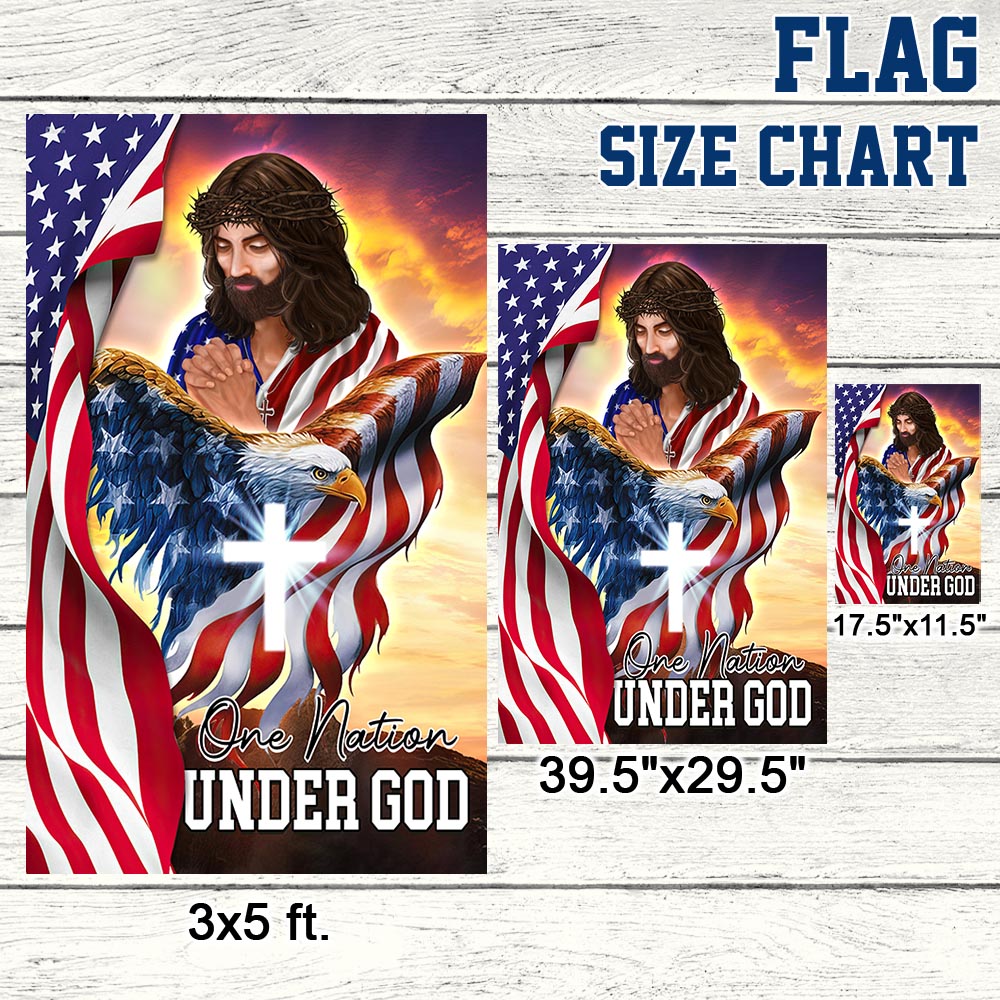 Flagwix American Flag - One Nation Under God, Patriotic Eagle Jesus Christian American Flag TPT902F