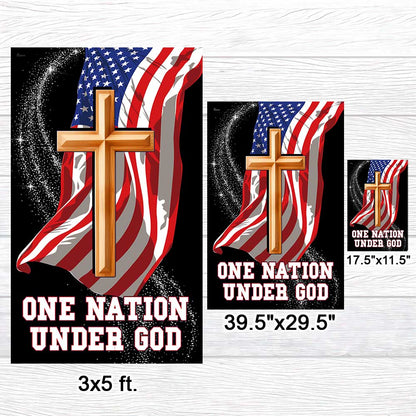 One Nation Under God Christian Cross American Flag MLN1515F