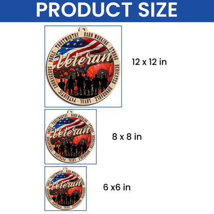 Veterans Memorial Poppy Patriotic American Veteran 2 Layered Hanging Suncatcher TPT2210WH