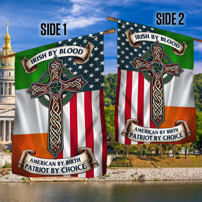 FLAGWIX  Irish Celtic Cross Saint Patrick's Day Flag Irish By Blood American By Birth Patriot By Choice MLN2550F