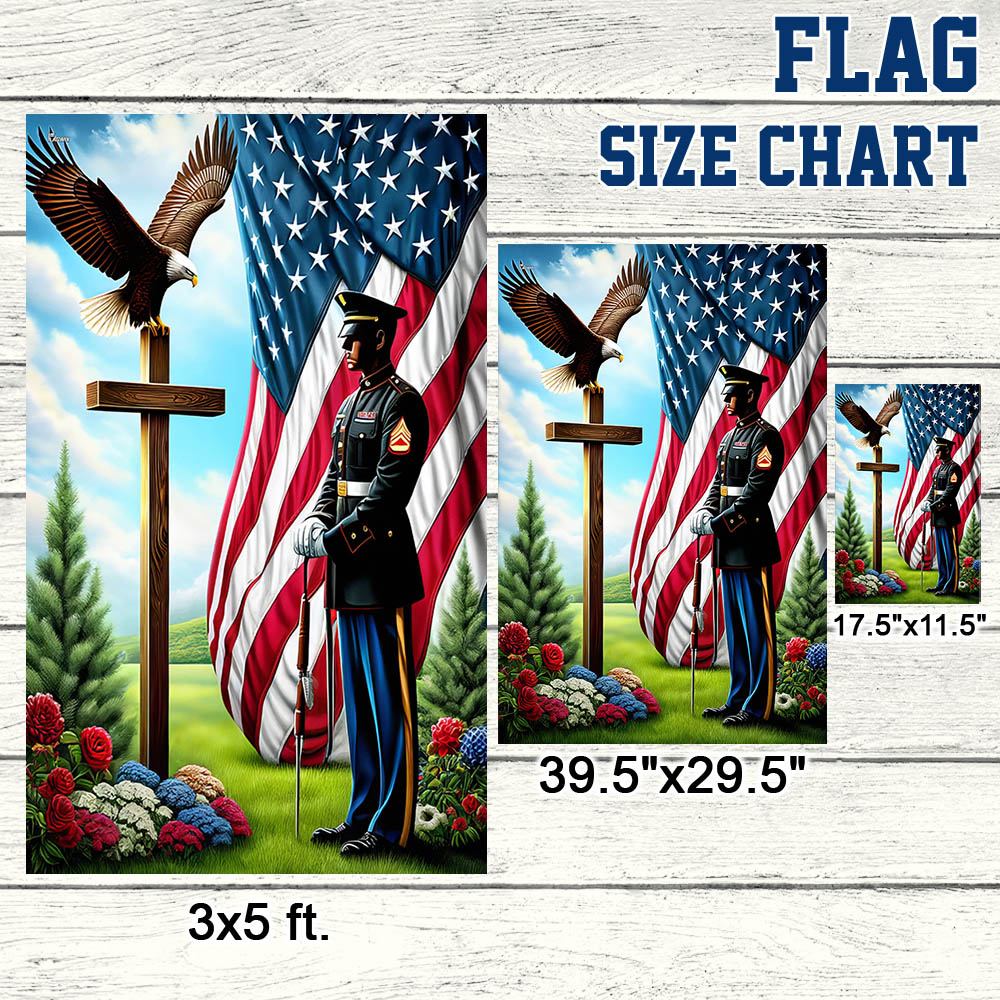FLAGWIX  American Soldier Standing Before The Cross Eagle Flag MLN2441F