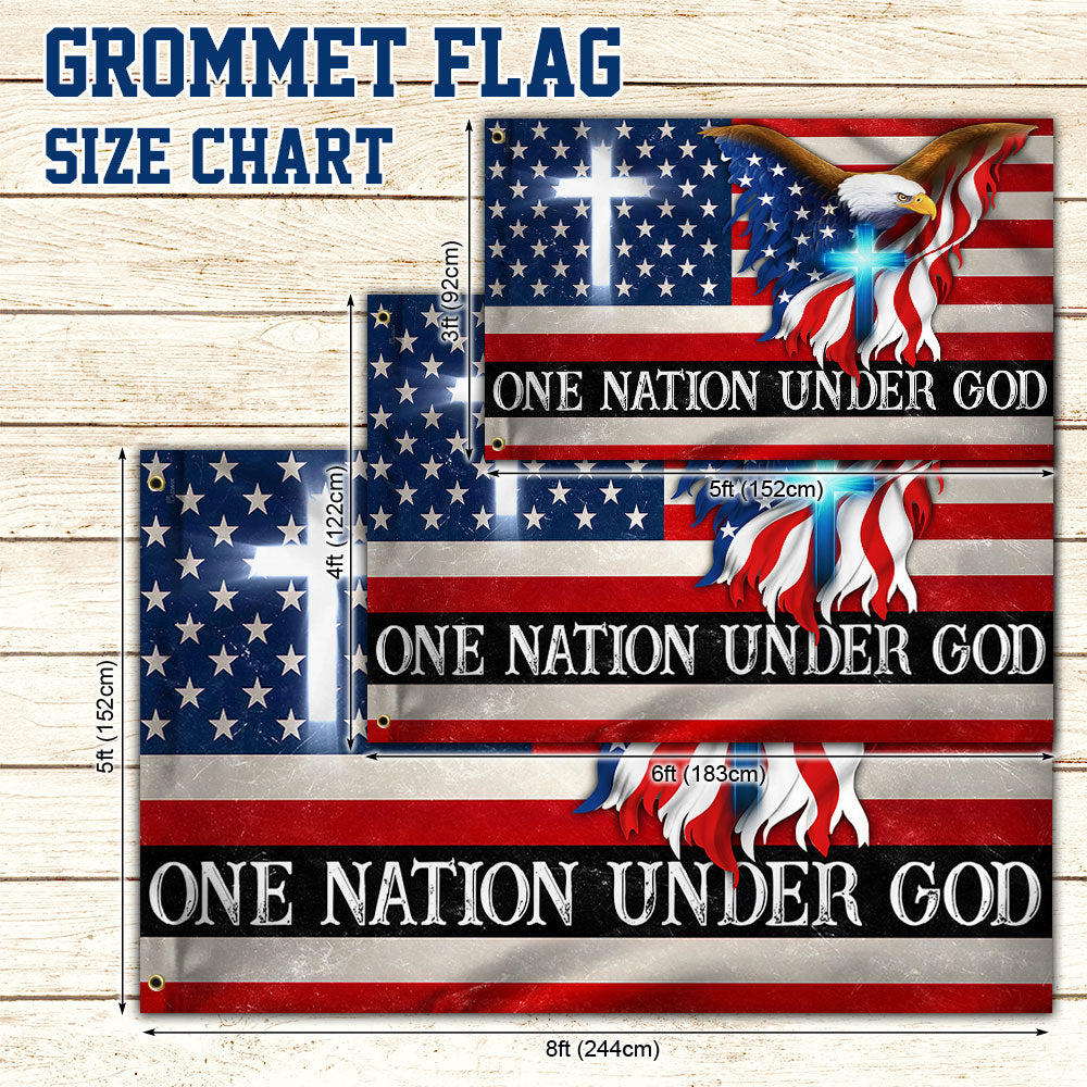 One Nation Under God, Christian Cross, American Flag TPT12GF