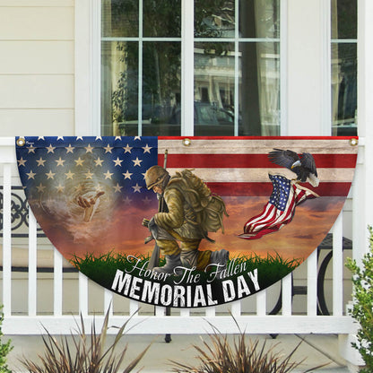 Memorial Day Honor The Fallen American Veteran Eagle Non-Pleated Fan Flag MLN5544TTH