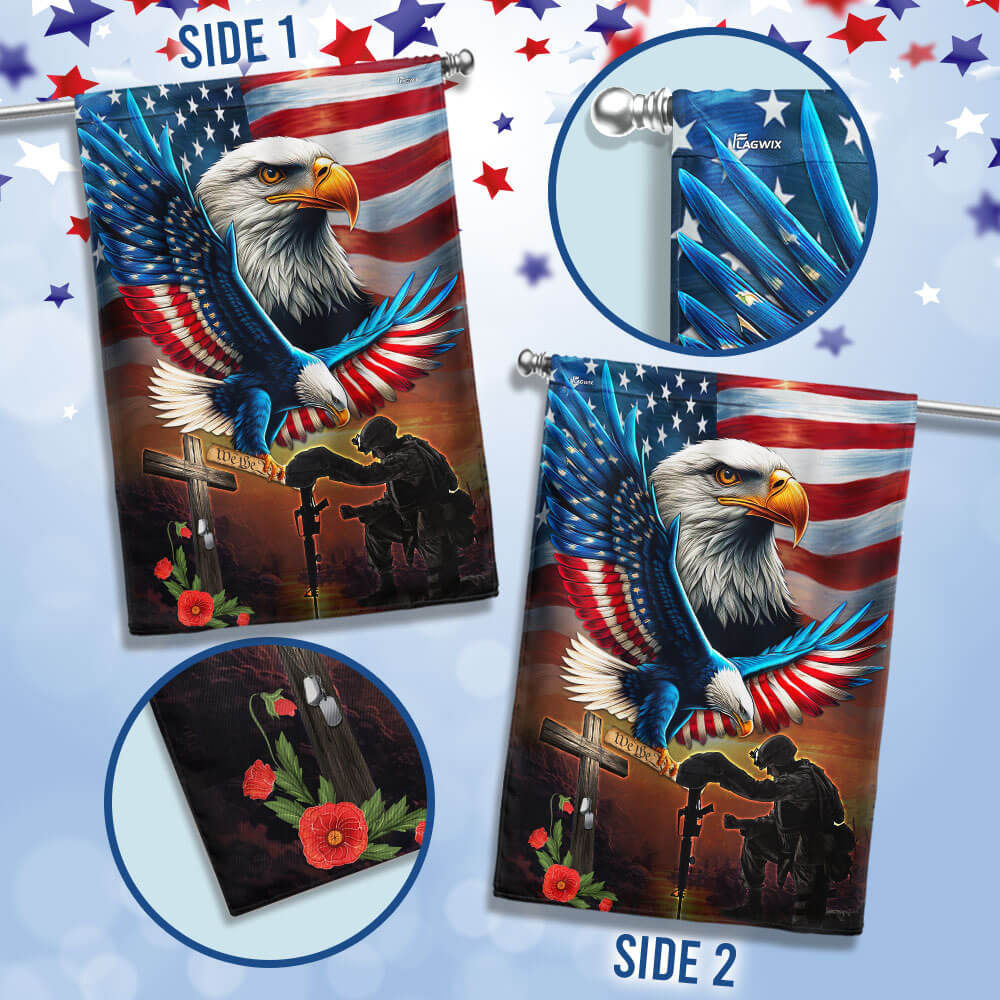 Memorial Day FLAGWIX U.S. Veteran Kneeling Soldier Christian Cross We The People Flag MLN2765F