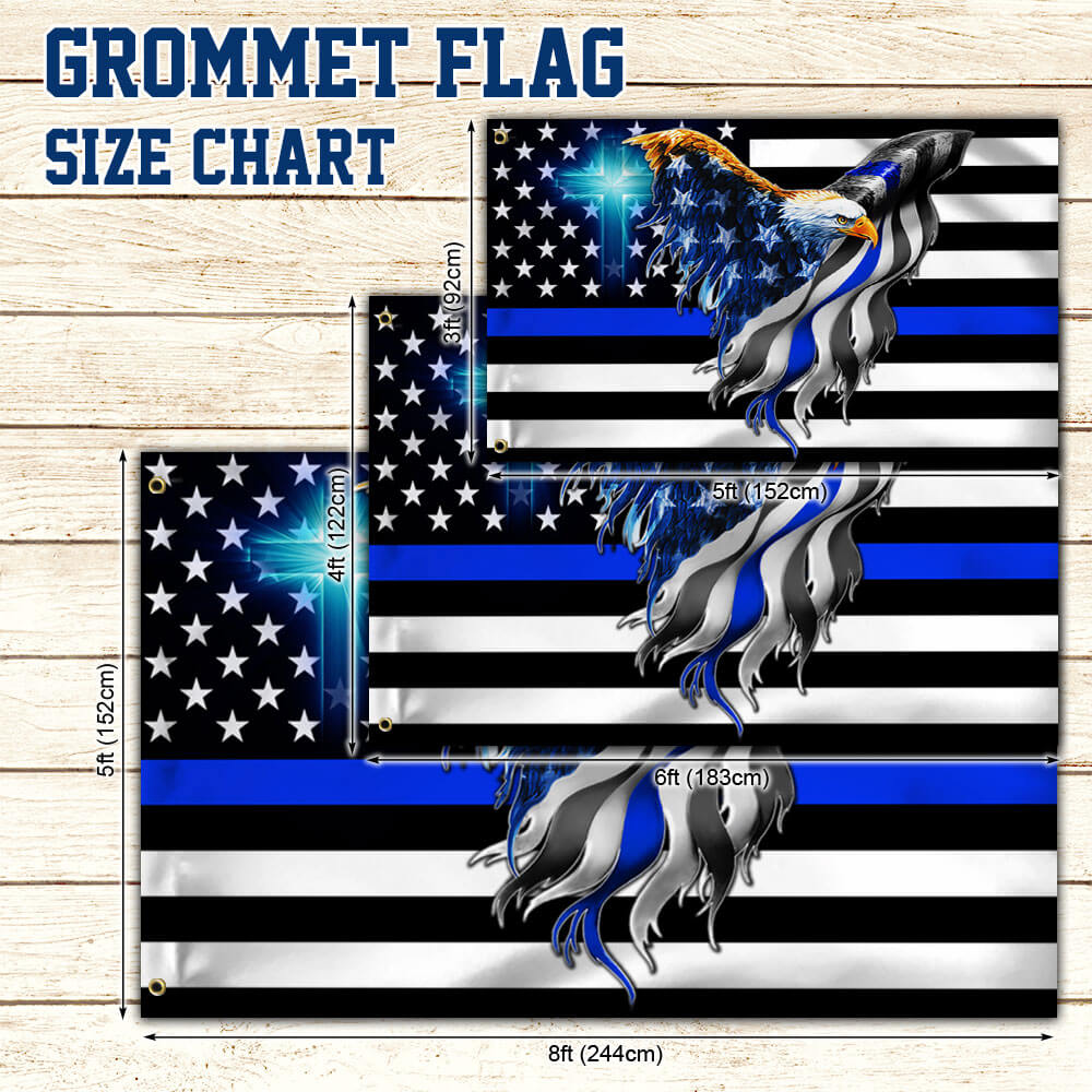 The Thin Blue Line. Police. Law Enforcement American Eagle Flag THB3482GFv1