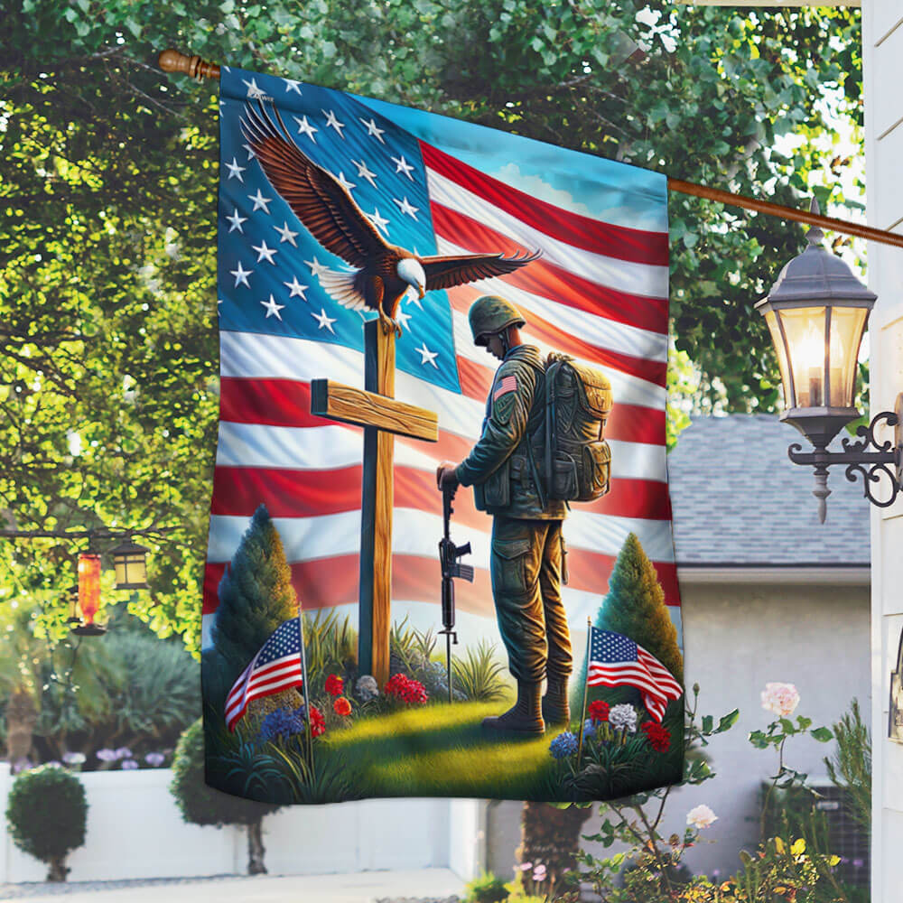Memorial Day FLAGWIX  Veteran Standing For The Flag Kneel For The Cross Eagle Flag MLN2440F