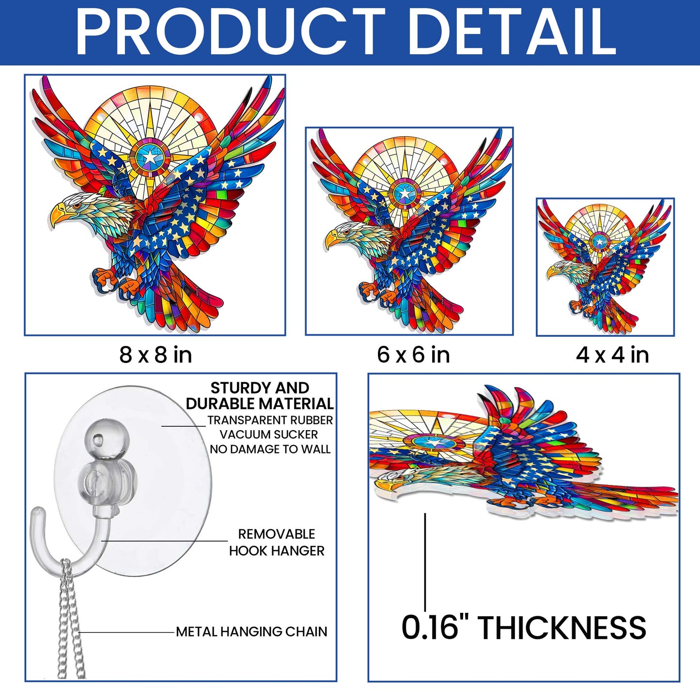 USA Flag American Eagle Suncatcher Acrylic Hanging VTM292ASn