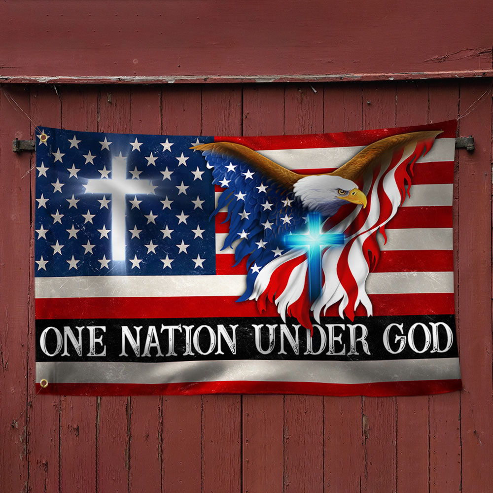 One Nation Under God, Christian Cross, American Flag TPT12GF