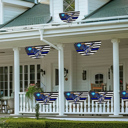 Flagwix American Flag - The Thin Blue Line. Police. Law Enforcement American Eagle Non-Pleated Fan Flag TPT1631FL