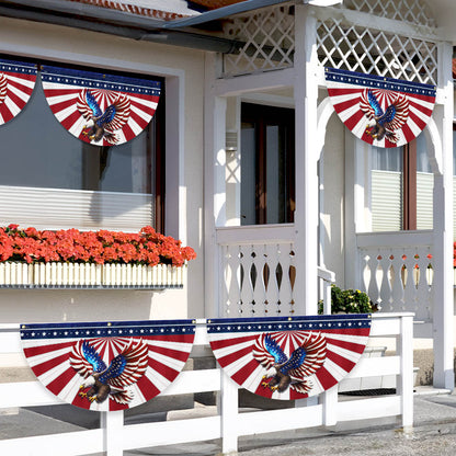 Flagwix American Flag - Patriotic Eagle American Non-Pleated Fan Flag MLN3061FL