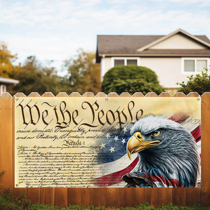 We The People. Patriotic American Eagle Fence Banner TPT780FB