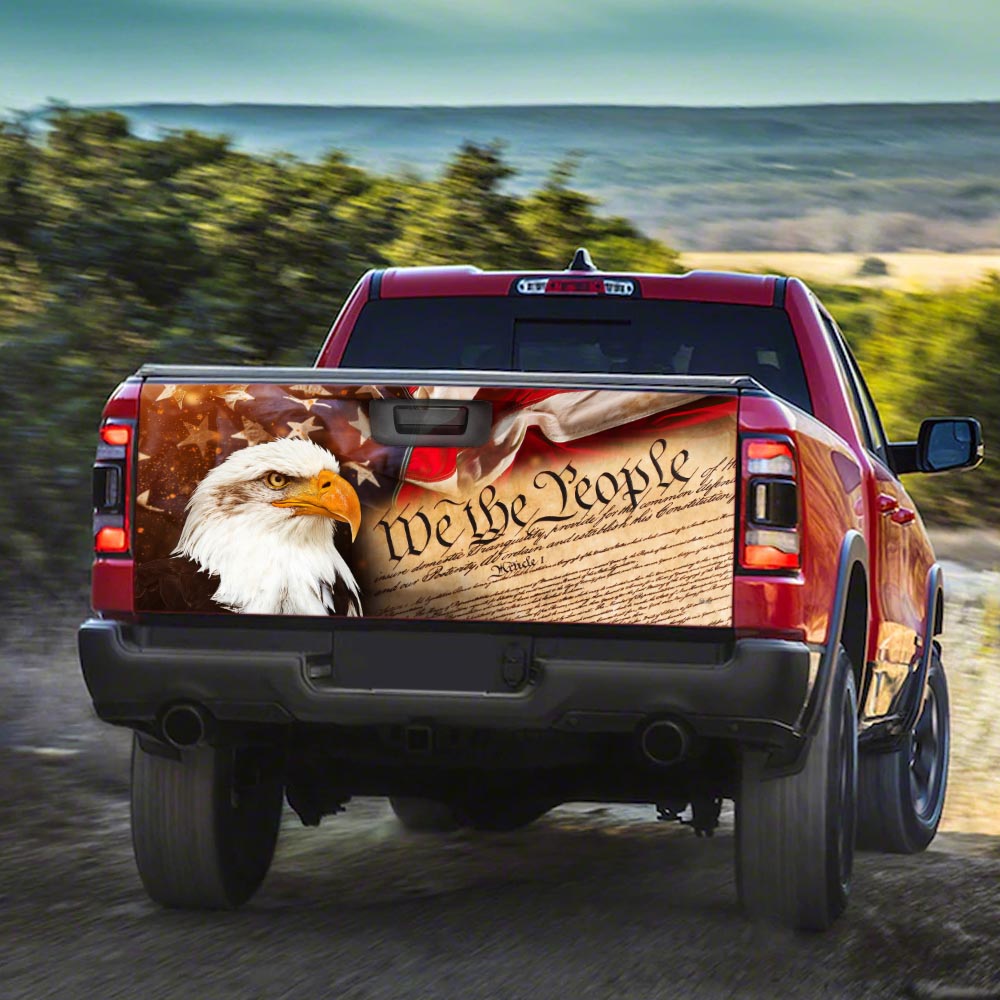 We The People. God Bless America. American Eagle Truck Tailgate Decal Sticker Wrap THH3719TD