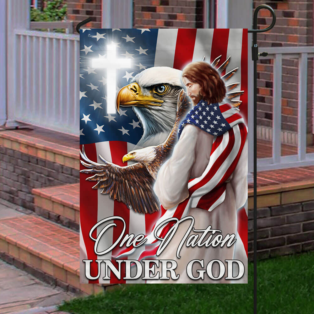 Patriot Eagle Christian Jesus One Nation Under God Flag MLN1365F