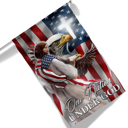 Patriot Eagle Christian Jesus One Nation Under God Flag MLN1365F
