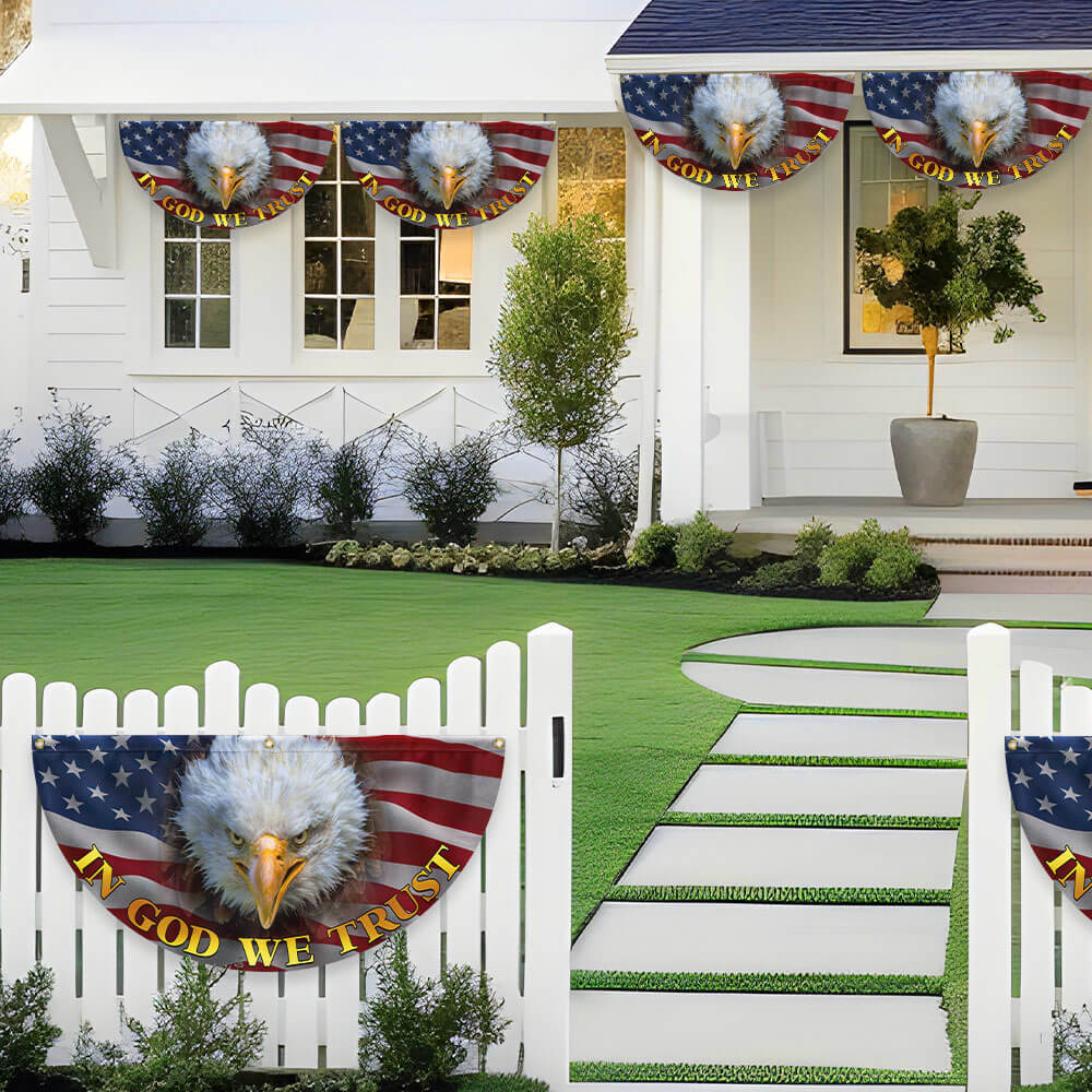 In God We Trust Bald Eagle American Non-Pleated Fan Flag MLN3391FL