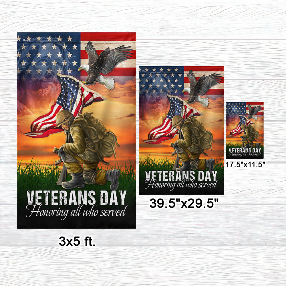 Veterans Day Honoring All Who Served Kneeling Flag American Soldier MLN2026F