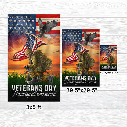 Veterans Day Honoring All Who Served Kneeling Flag American Soldier MLN2026F