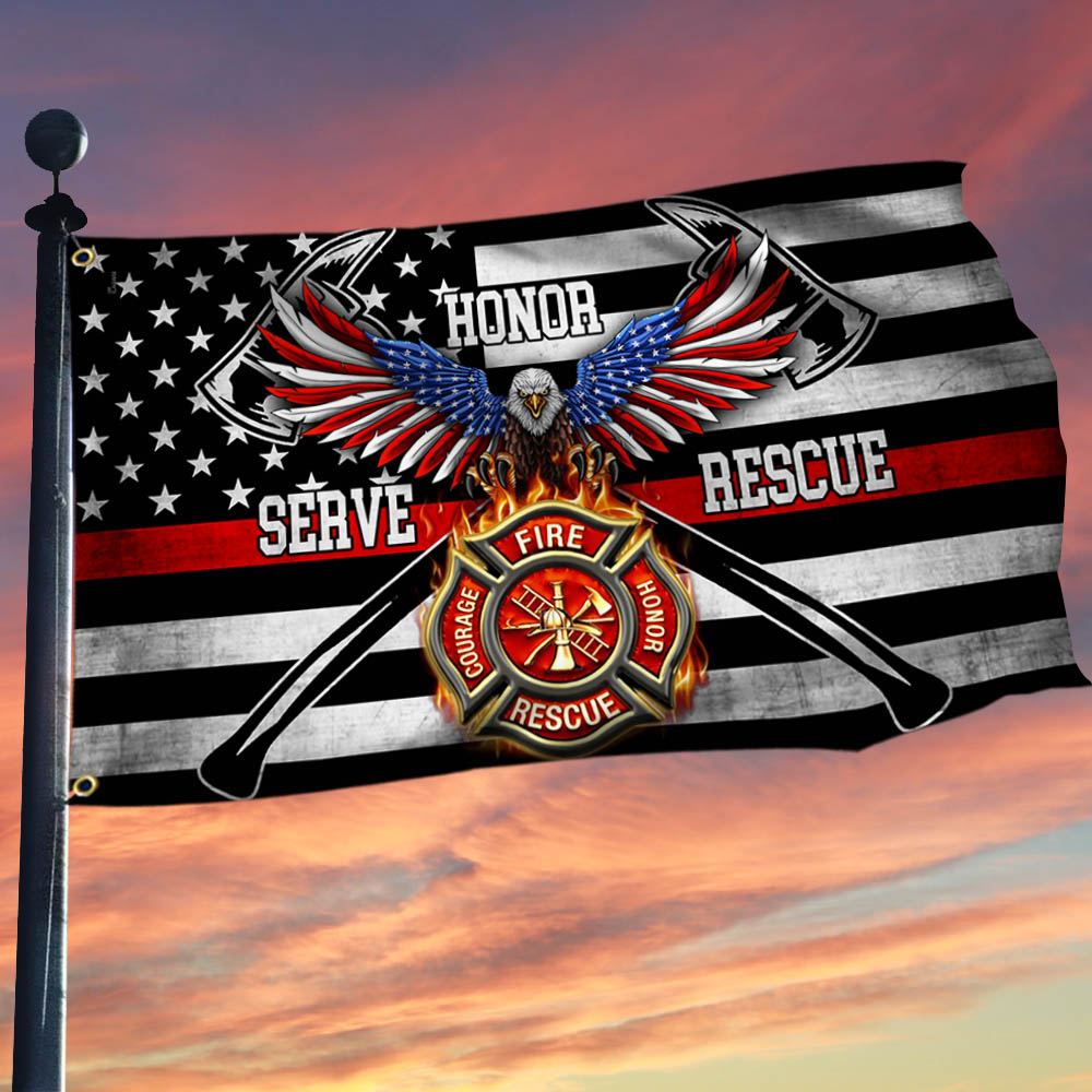 Firefighter The Thin Red Line American Eagle Grommet Flag THH3487GF