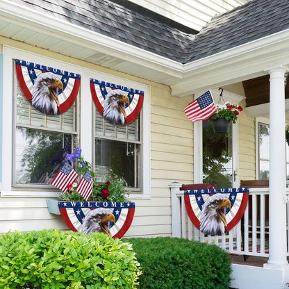 Flagwix American Flag - Patriotic Eagle Welcome American  Non-Pleated Fan Flag MLN3138FL