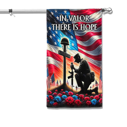 FLAGWIX  Veteran Memorial Day Kneeling Solder Cross In Valor There Is Hope Flag MLN2606F