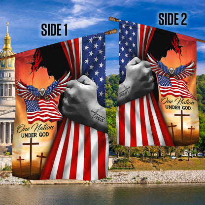 Jesus American One Nation Under God  Eagle Flag MLN1574F