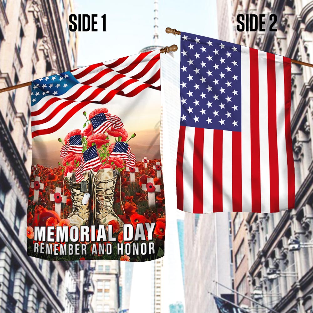 Memorial Day Veteran Remember and Honor American Two-Sided Flag TPT793F
