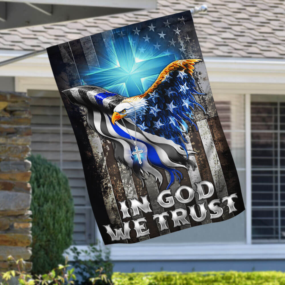Flagwix American Flag - In God We Trust Christian Cross, American Eagle, The Thin Blue Line Flag TPT94F