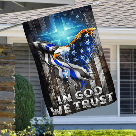 Flagwix American Flag - In God We Trust Christian Cross, American Eagle, The Thin Blue Line Flag TPT94F