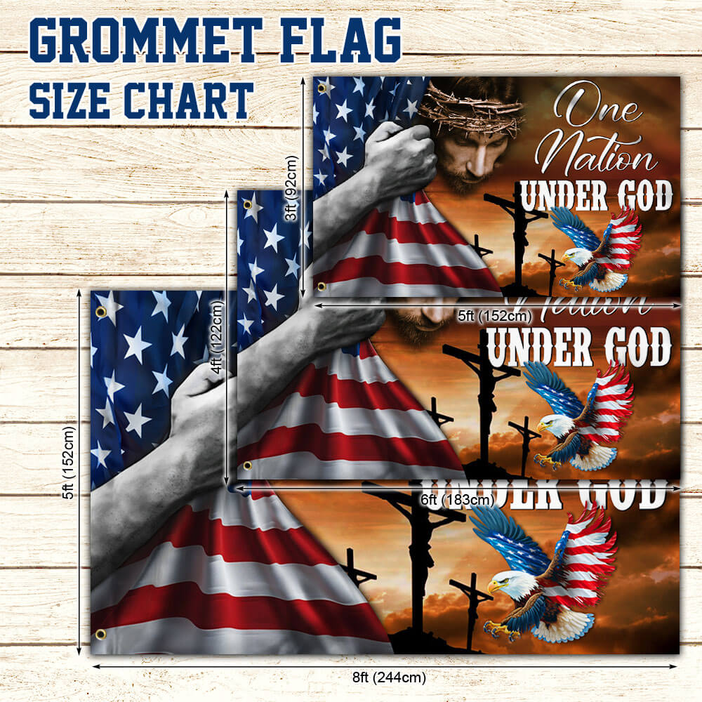 Flagwix American Flag - One Nation Under God, Jesus Christian American Eagle Grommet Flag TPT846GF