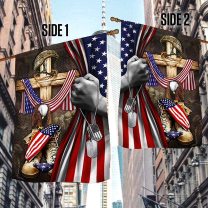 Flagwix American Flag - U.S. Veteran. Christian Cross American Patriot Memorial Flag TPT146F