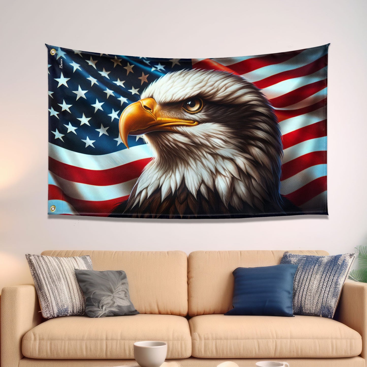 Flagwix American Flag | Patriotic Eagle American Grommet Flag