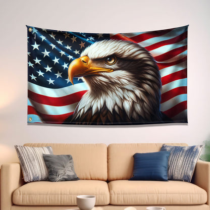 Flagwix American Flag | Patriotic Eagle American Grommet Flag