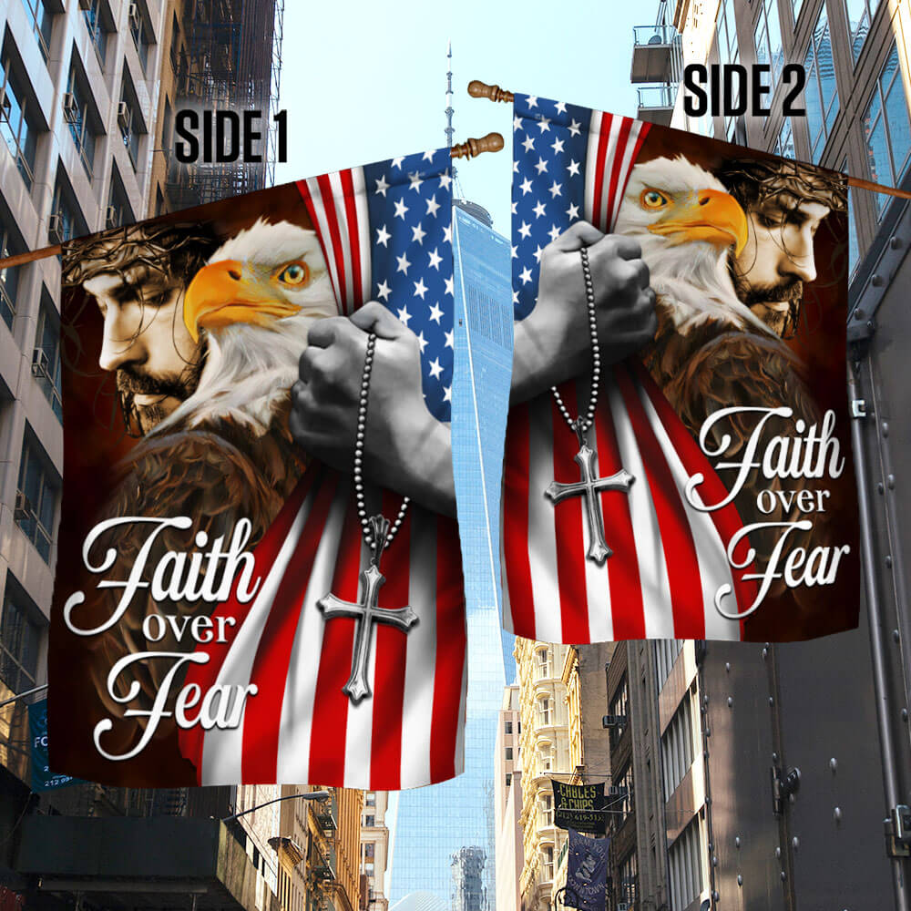 Flagwix American Flag - Faith Over Fear, Jesus Christ American Eagle Flag TPT663F
