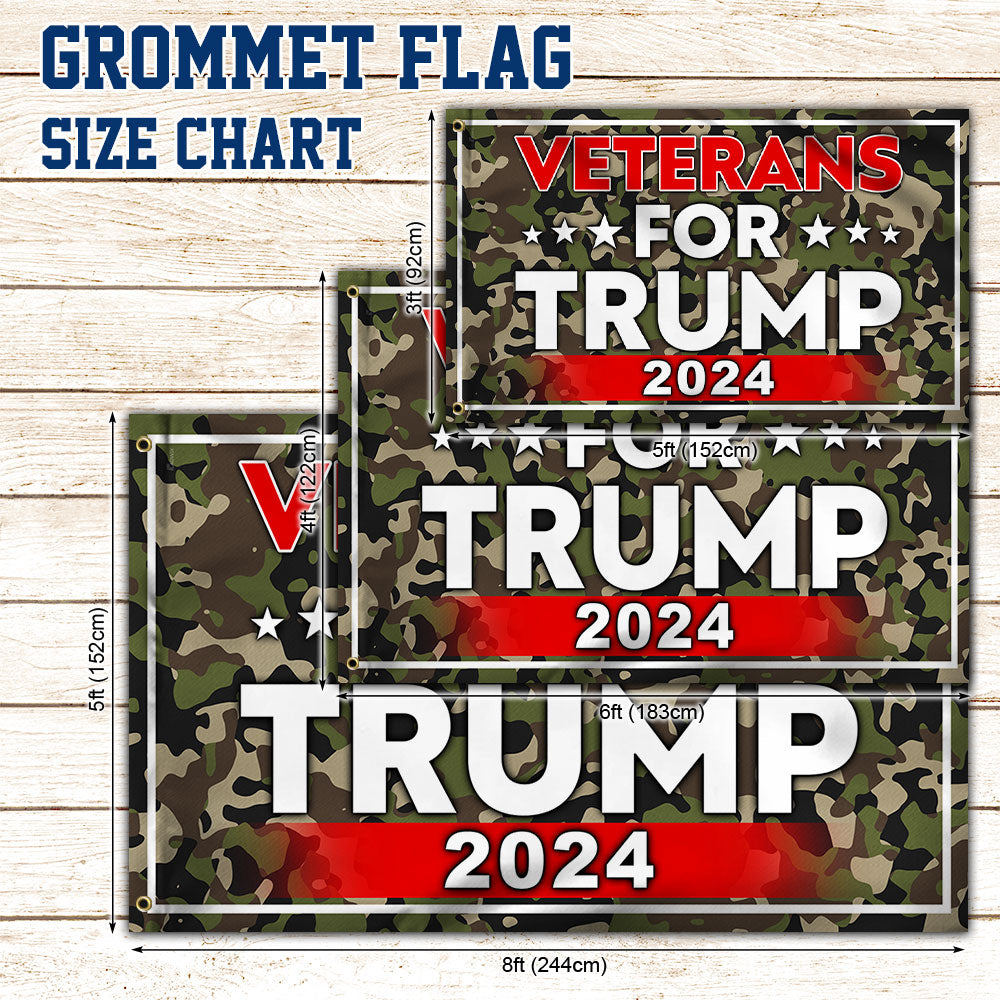 Veterans For Trump 2024 Camo Grommet Flag MLN3822GF