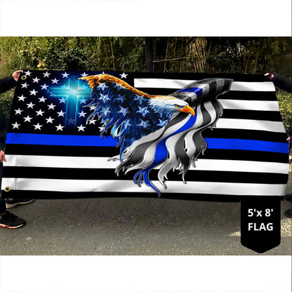 The Thin Blue Line. Police. Law Enforcement American Eagle Flag THB3482GFv1