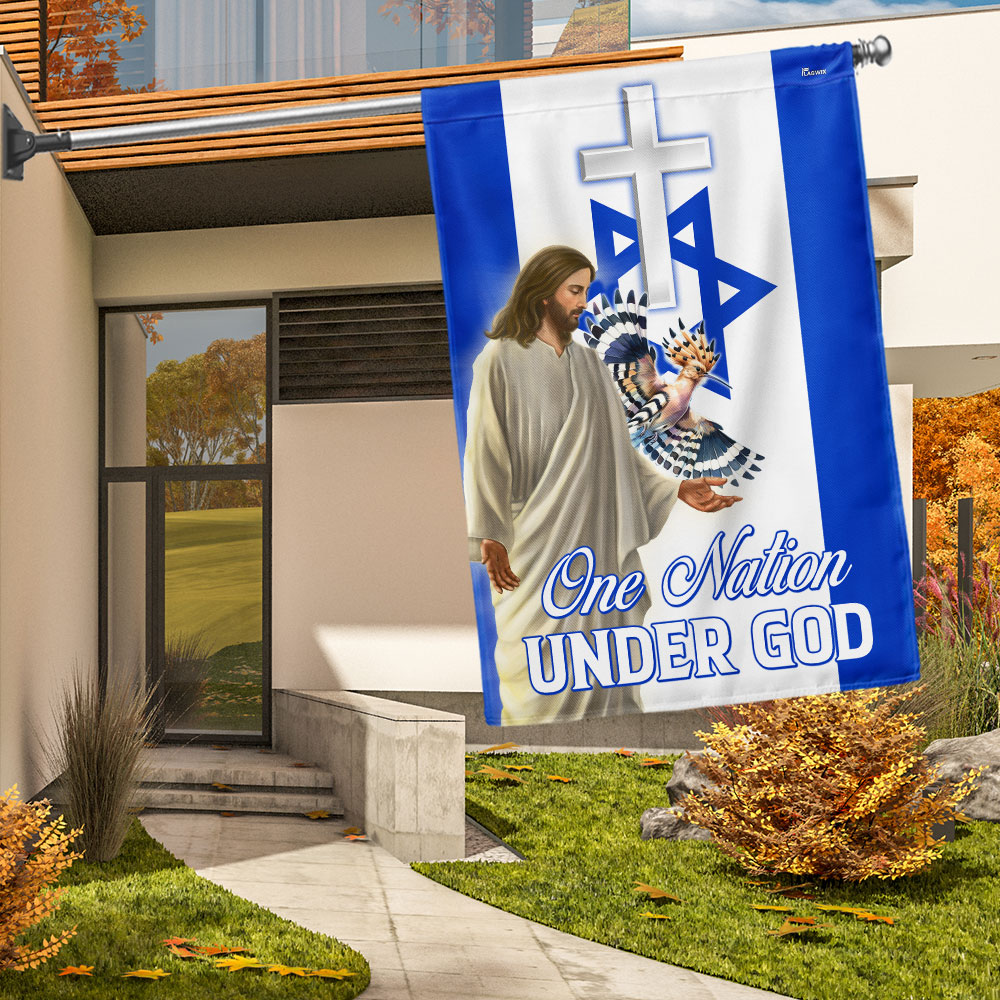 One Nation Under God Israel Jesus Christ Hoopoes Bird Flag MLN2061F