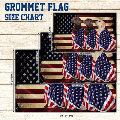 Chocolate Labrador and  Yellow Labrador Patriotic American Flag TPT1087GF