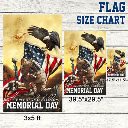 Memorial Day. Remember and Honor Veteran American Eagle Two-Sided Flag TPT787F