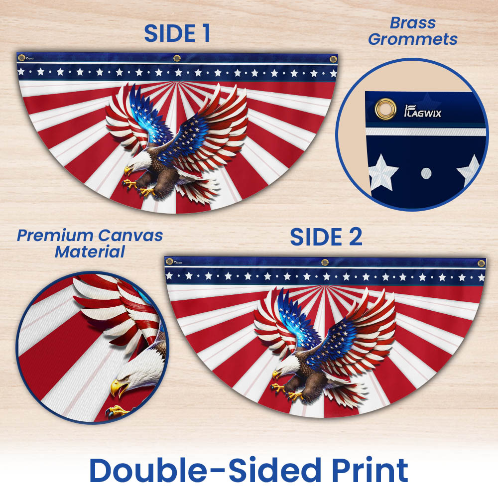 Flagwix American Flag - Patriotic Eagle American Non-Pleated Fan Flag MLN3061FL