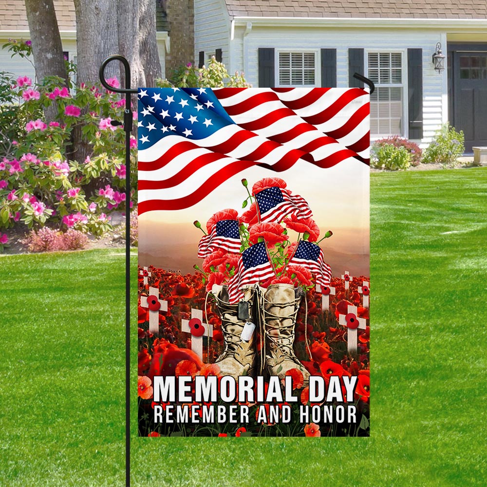 Memorial Day Veteran Remember and Honor American Two-Sided Flag TPT793F