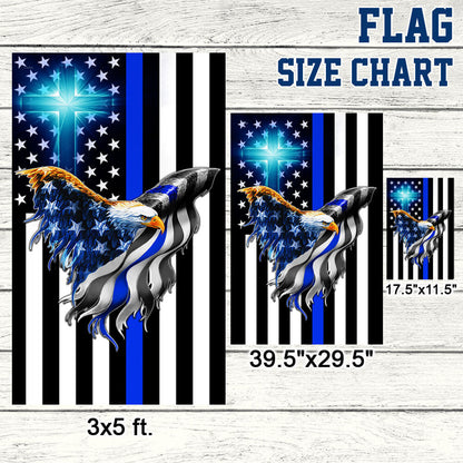 The Thin Blue Line. Police. Law Enforcement American Eagle Flag THB3482Fv1