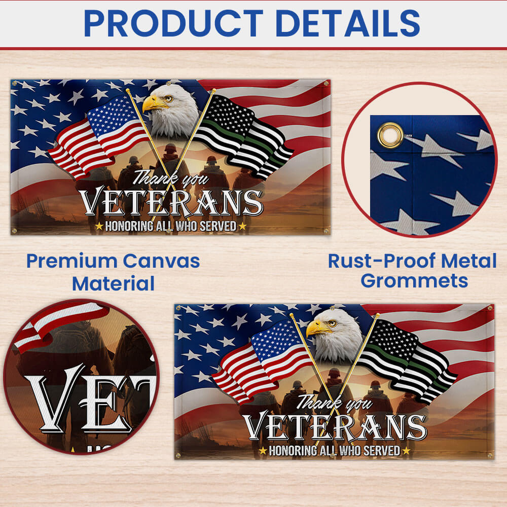 Veterans Day Thank You Veterans, American Eagle Memorial Veteran Fence Banner TPT1643FB